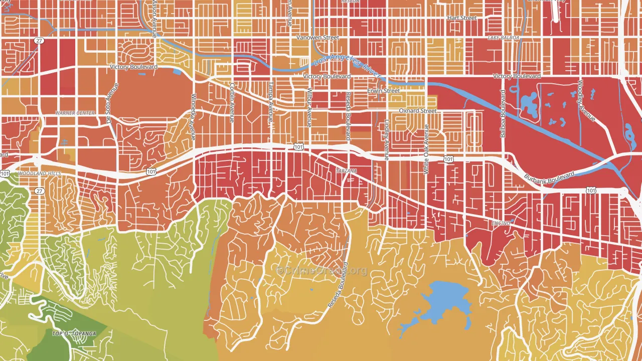 91356, CA Map of Vehicle Theft Rates