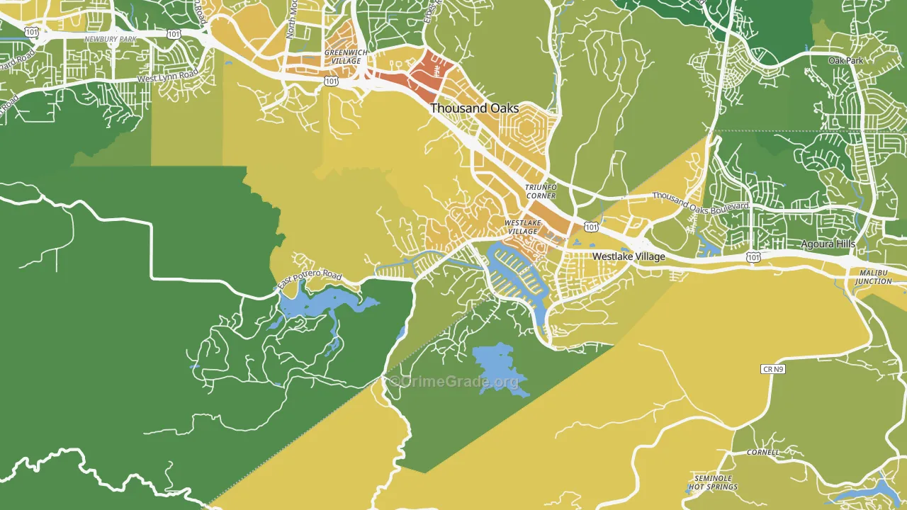 91361, CA Map of Vehicle Theft Rates