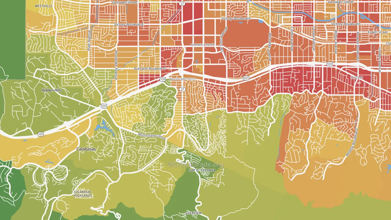 91364, CA Map of Vehicle Theft Rates