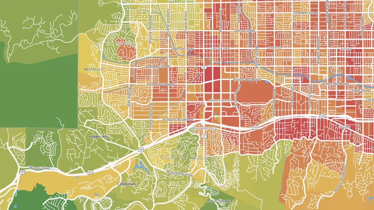 91367, CA Map of Vehicle Theft Rates