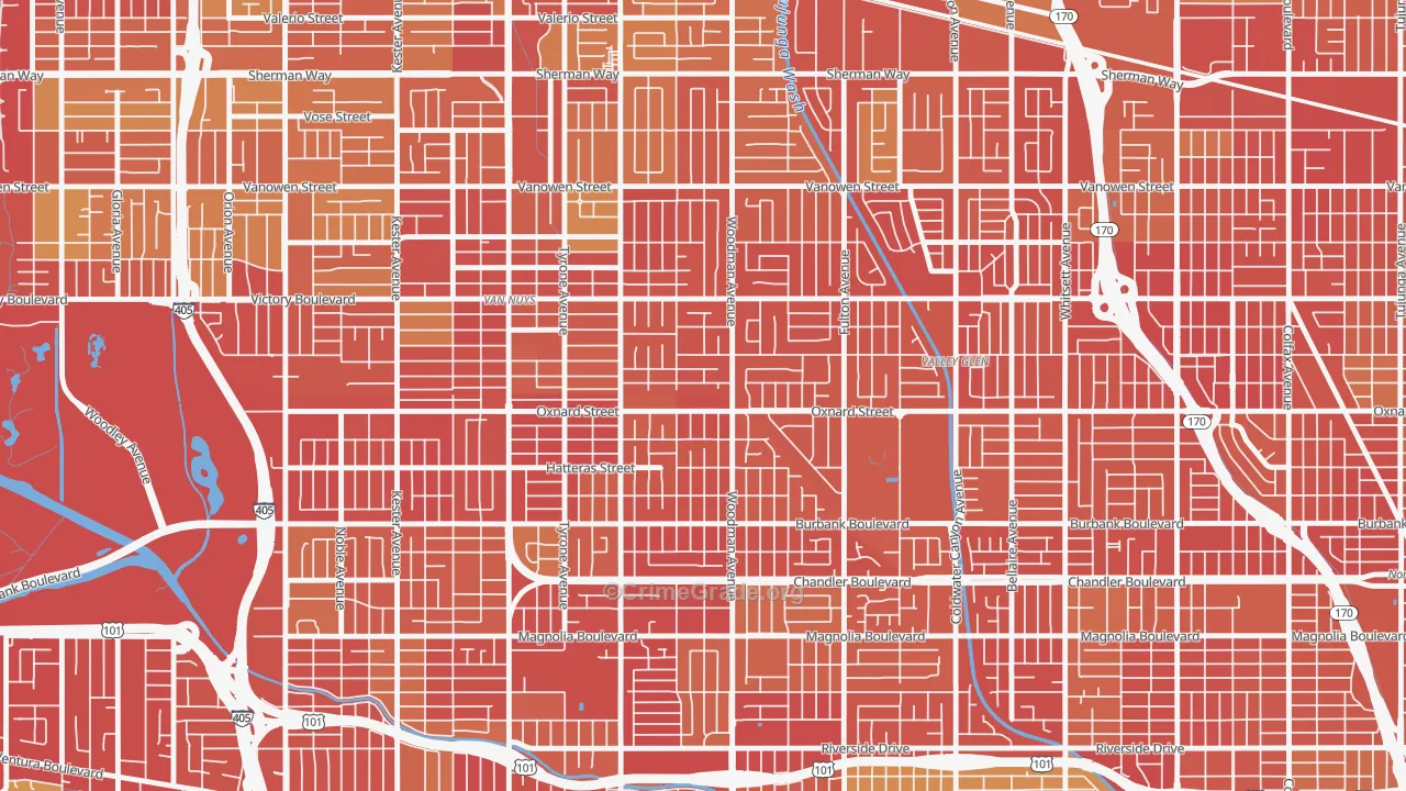91401, CA Map of Vehicle Theft Rates