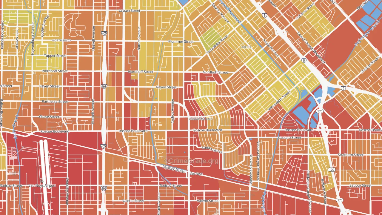 91402, CA Map of Vehicle Theft Rates