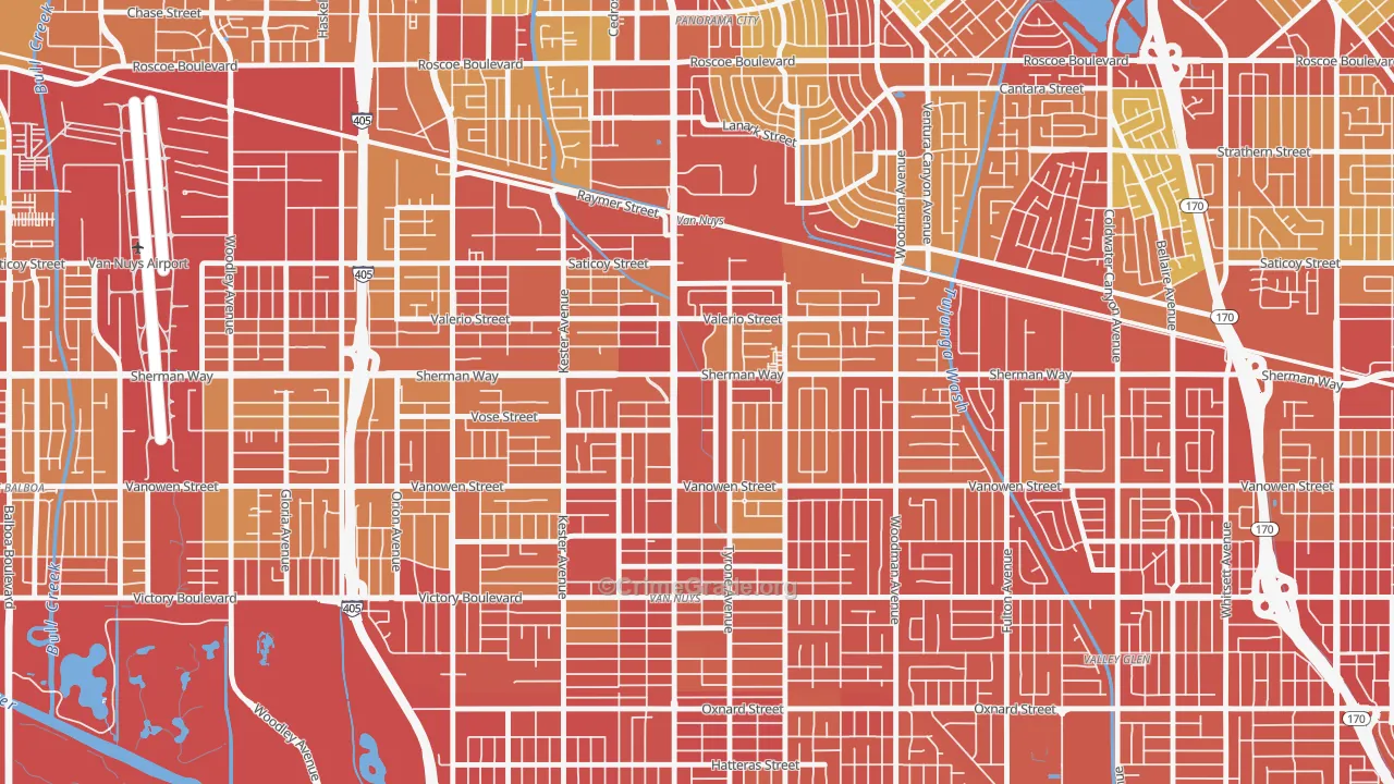 91405, CA Map of Vehicle Theft Rates