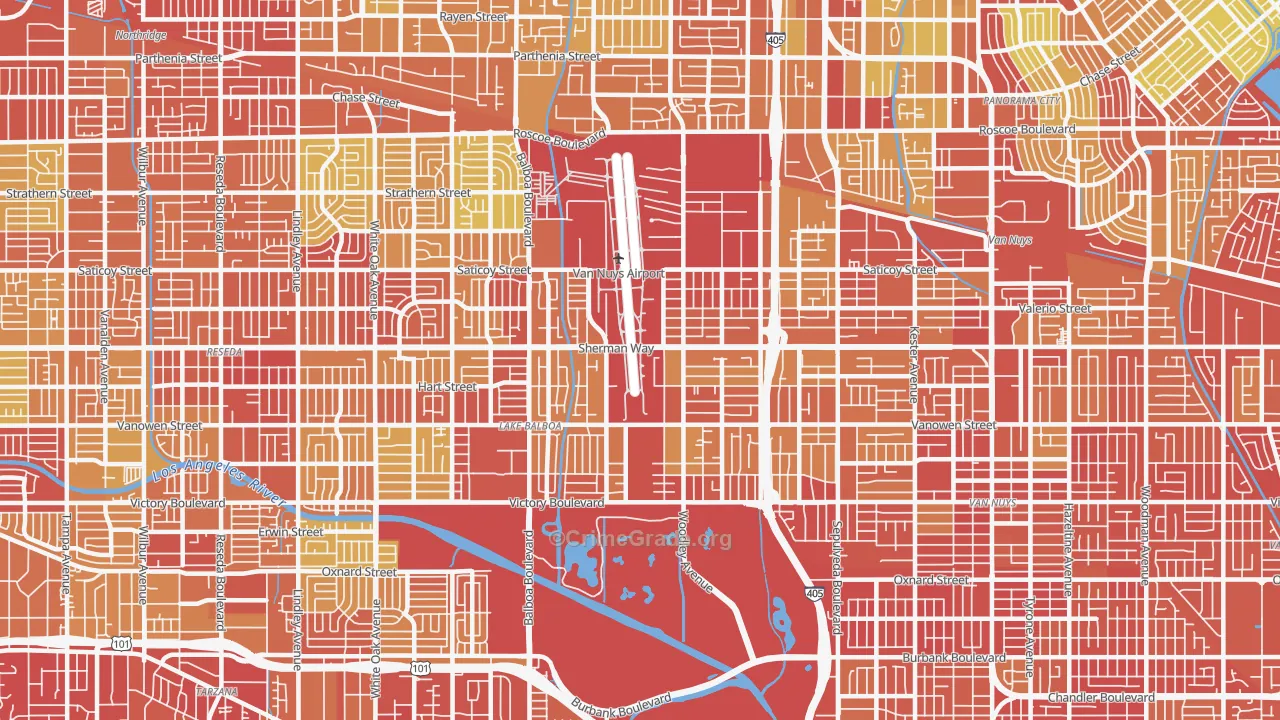 91406, CA Map of Vehicle Theft Rates