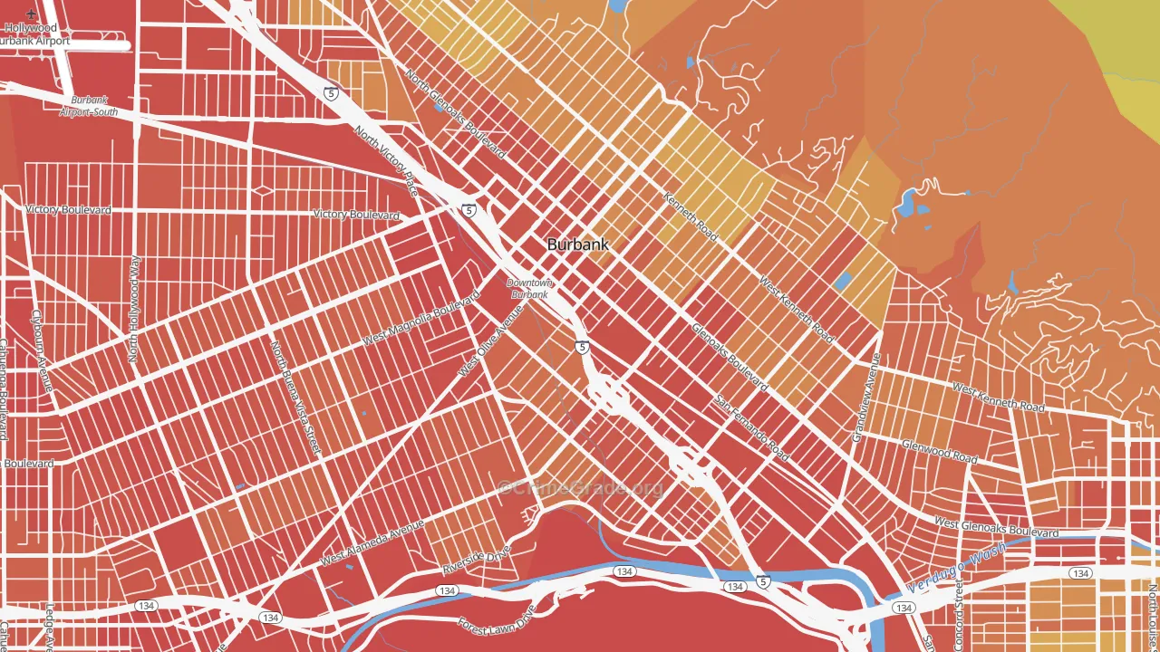 91502, CA Map of Vehicle Theft Rates