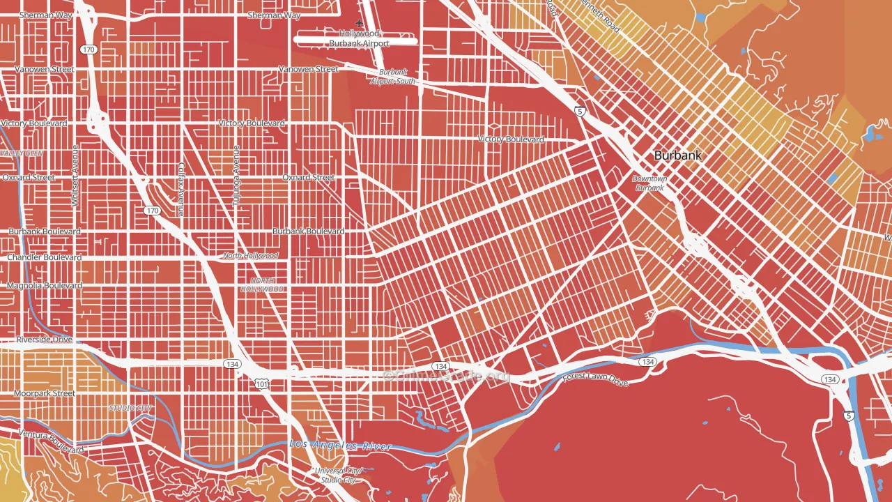 91505, CA Map of Vehicle Theft Rates