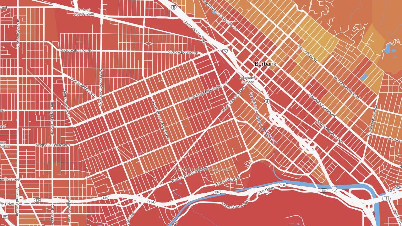 91506, CA Map of Vehicle Theft Rates