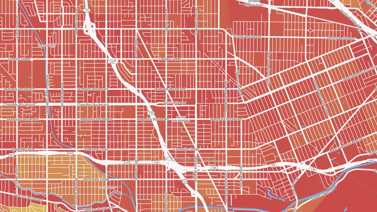 91601, CA Map of Vehicle Theft Rates