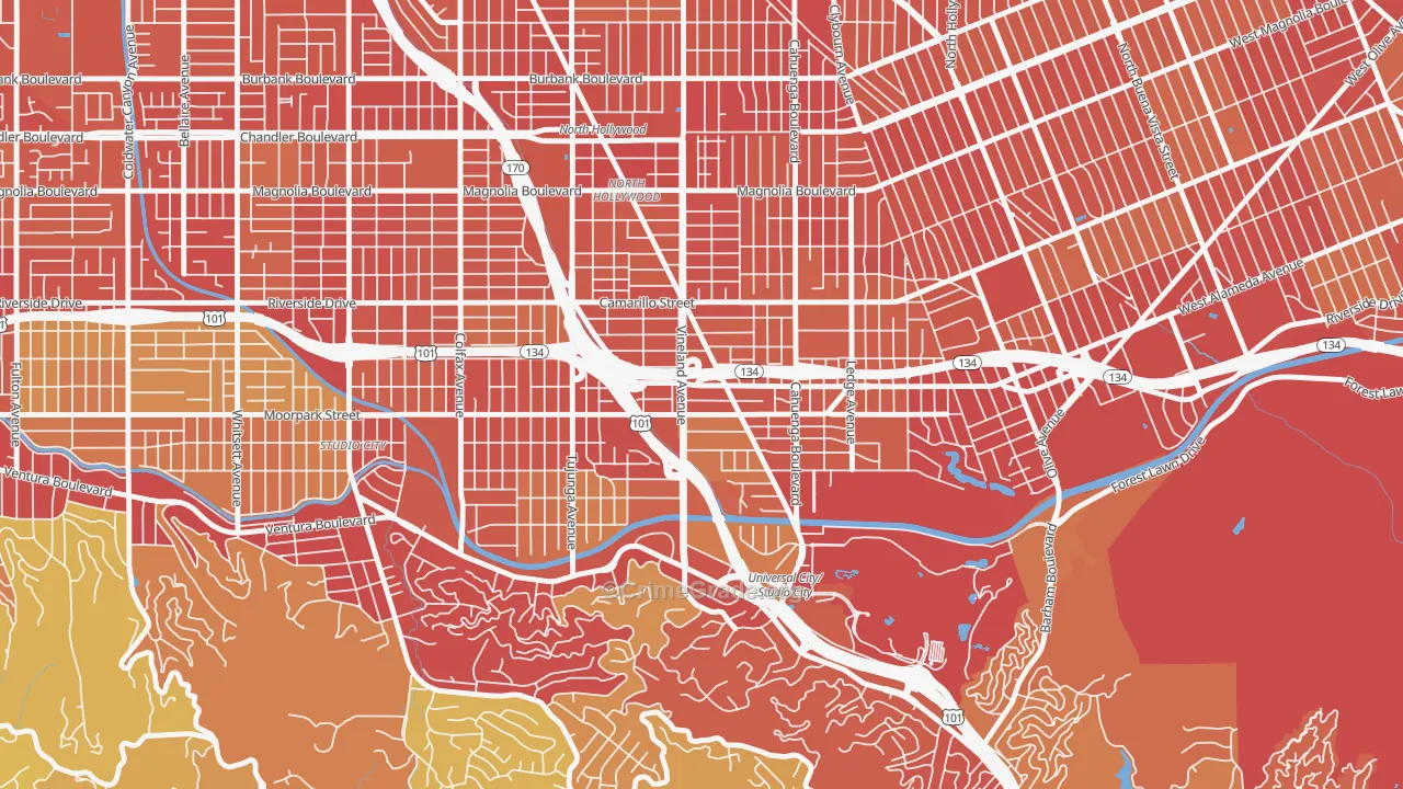 91602, CA Map of Vehicle Theft Rates