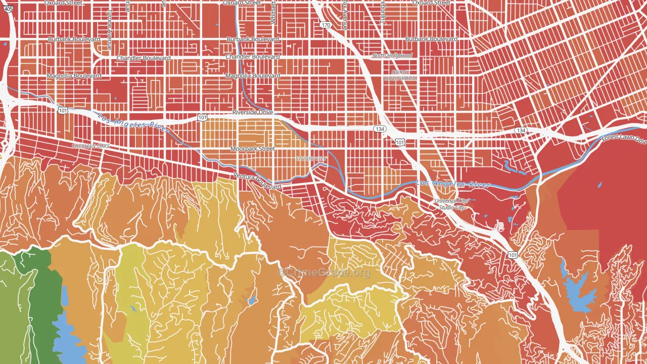 91604, CA Map of Vehicle Theft Rates
