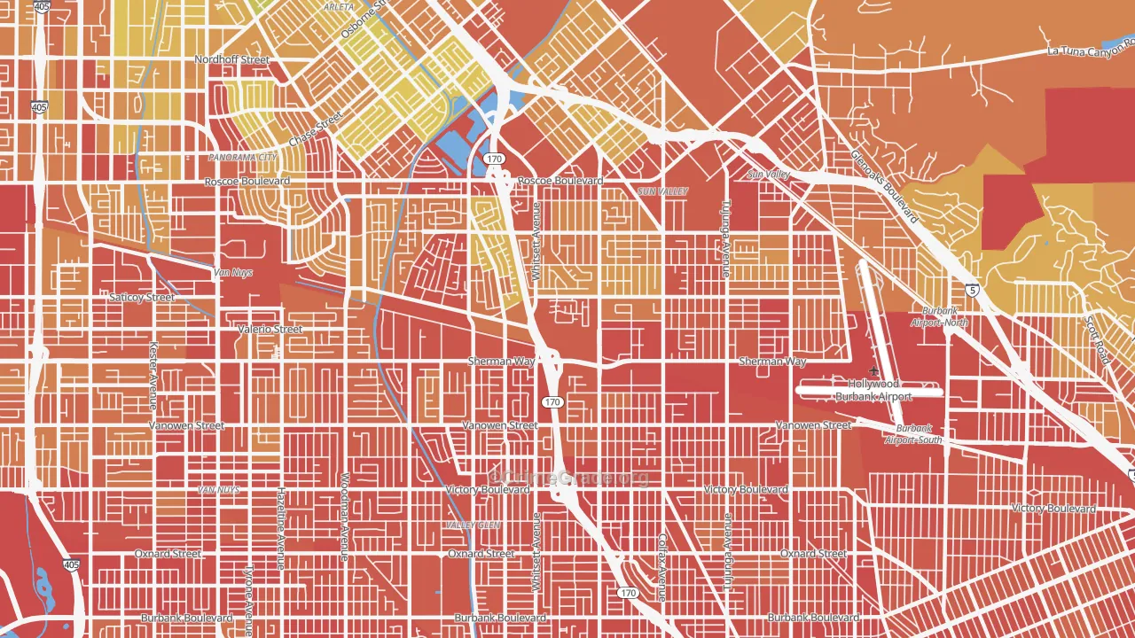 91605, CA Map of Vehicle Theft Rates