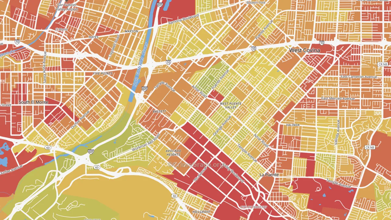 91746, CA Map of Vehicle Theft Rates
