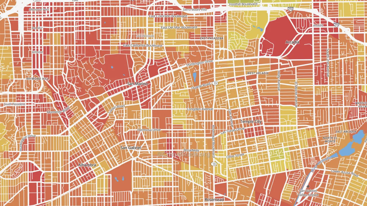 91775, CA Map of Vehicle Theft Rates