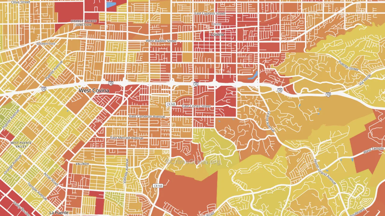 91791, CA Map of Vehicle Theft Rates