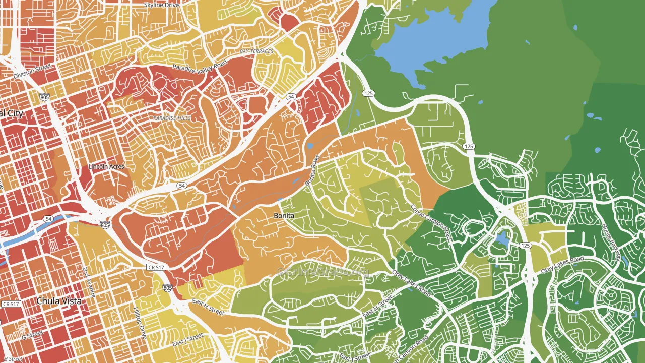 91902, CA Map of Vehicle Theft Rates