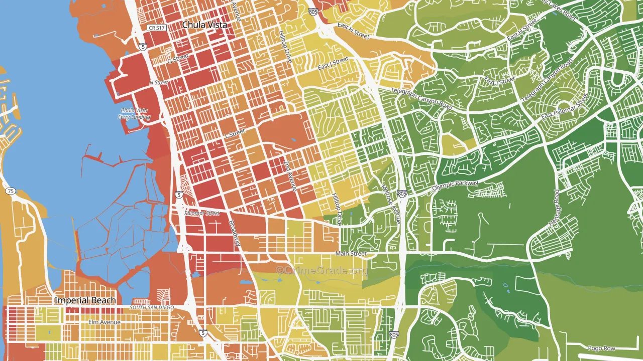 91911, CA Map of Vehicle Theft Rates