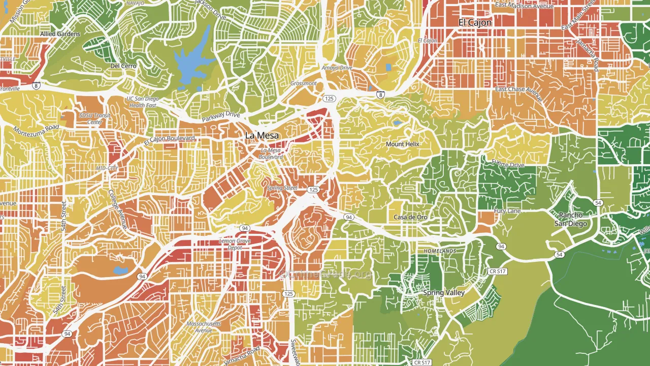 91941, CA Map of Vehicle Theft Rates