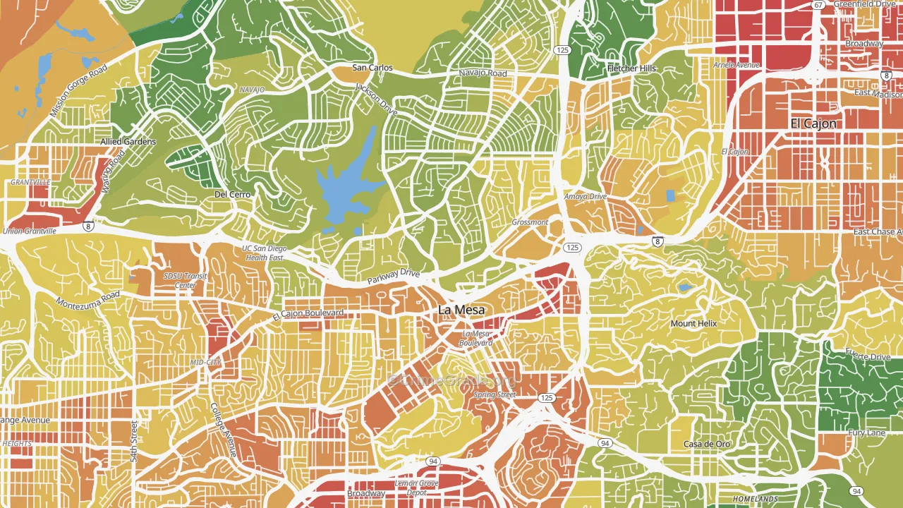 91942, CA Map of Vehicle Theft Rates