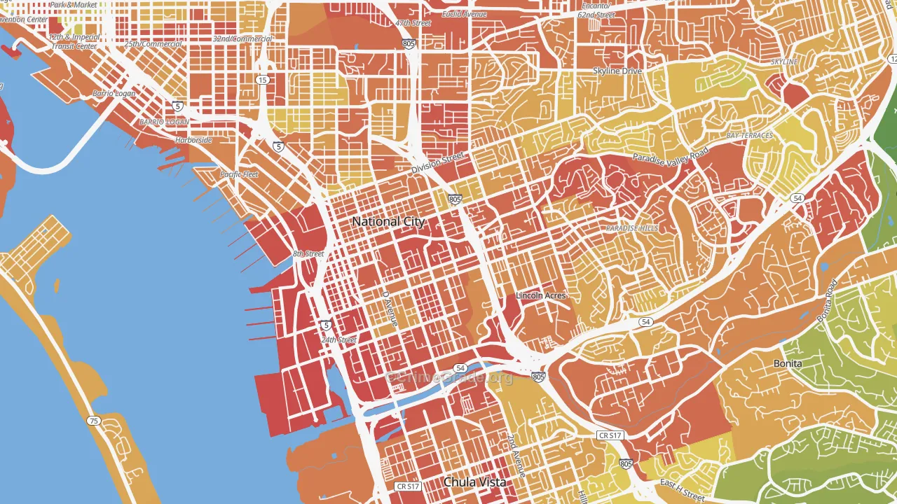 91950, CA Map of Vehicle Theft Rates