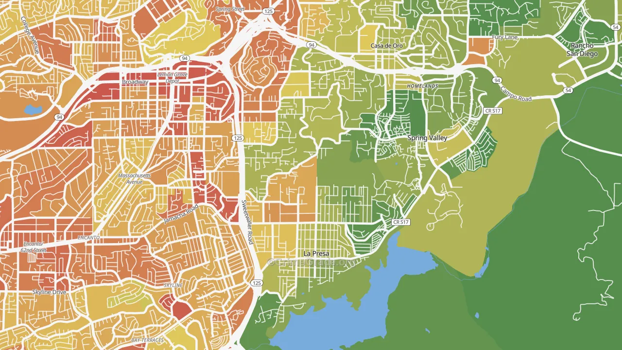 91977, CA Map of Vehicle Theft Rates