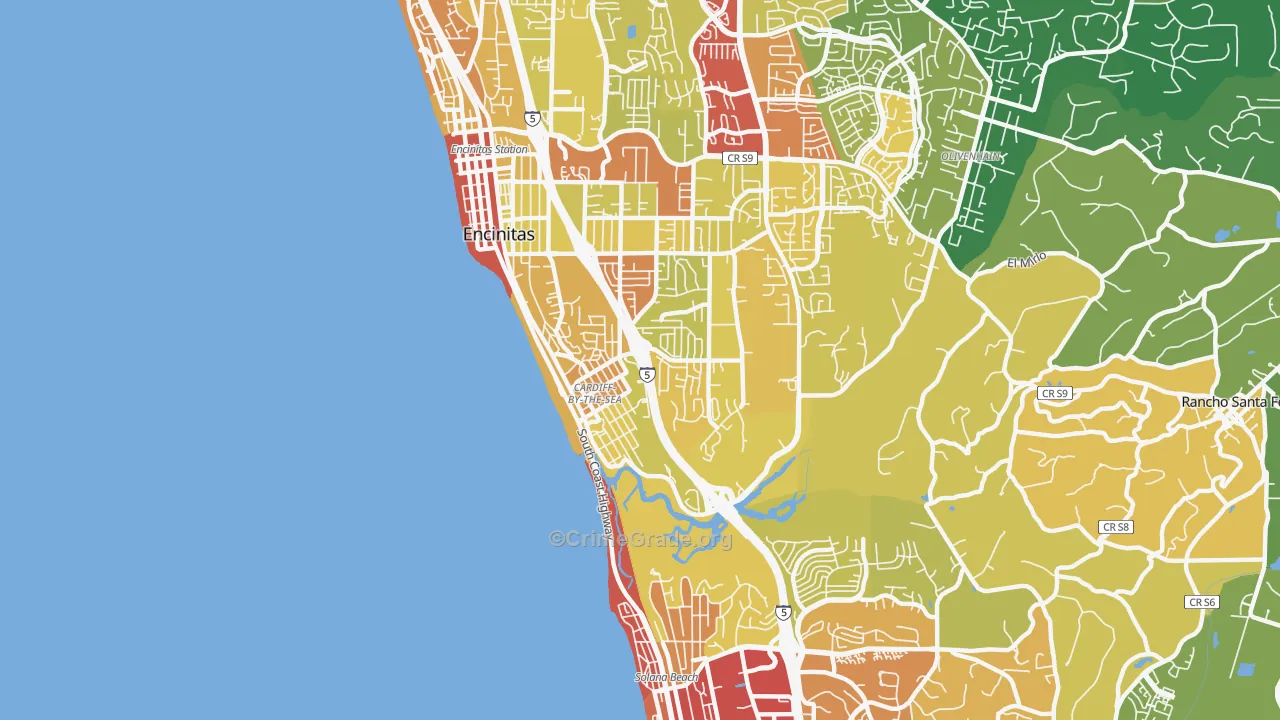 92007, CA Map of Vehicle Theft Rates