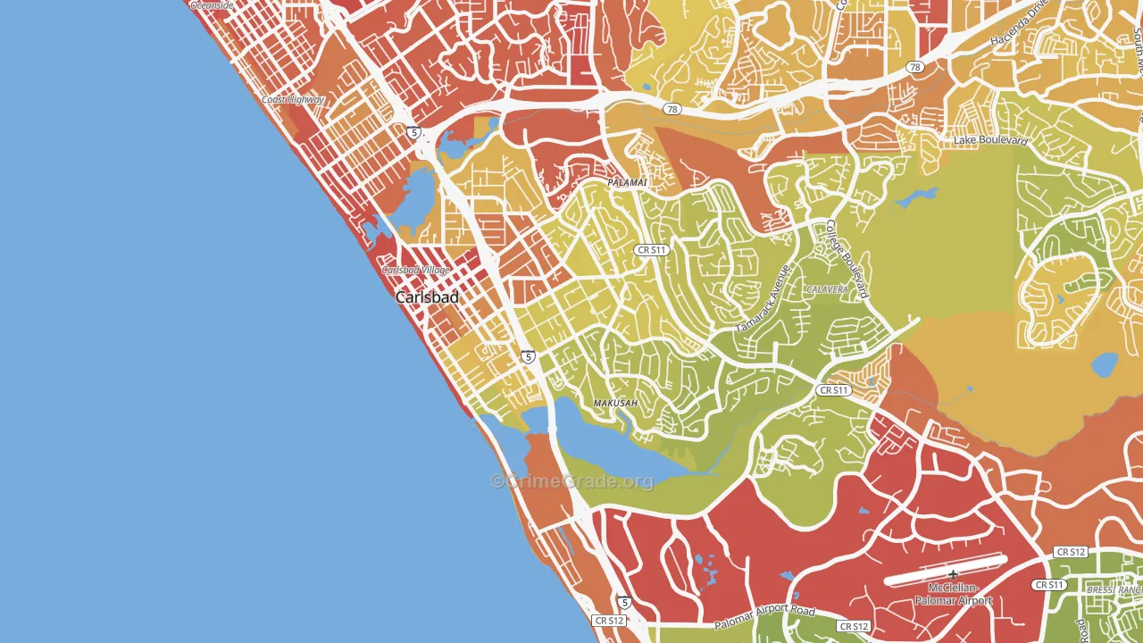 92008, CA Map of Vehicle Theft Rates