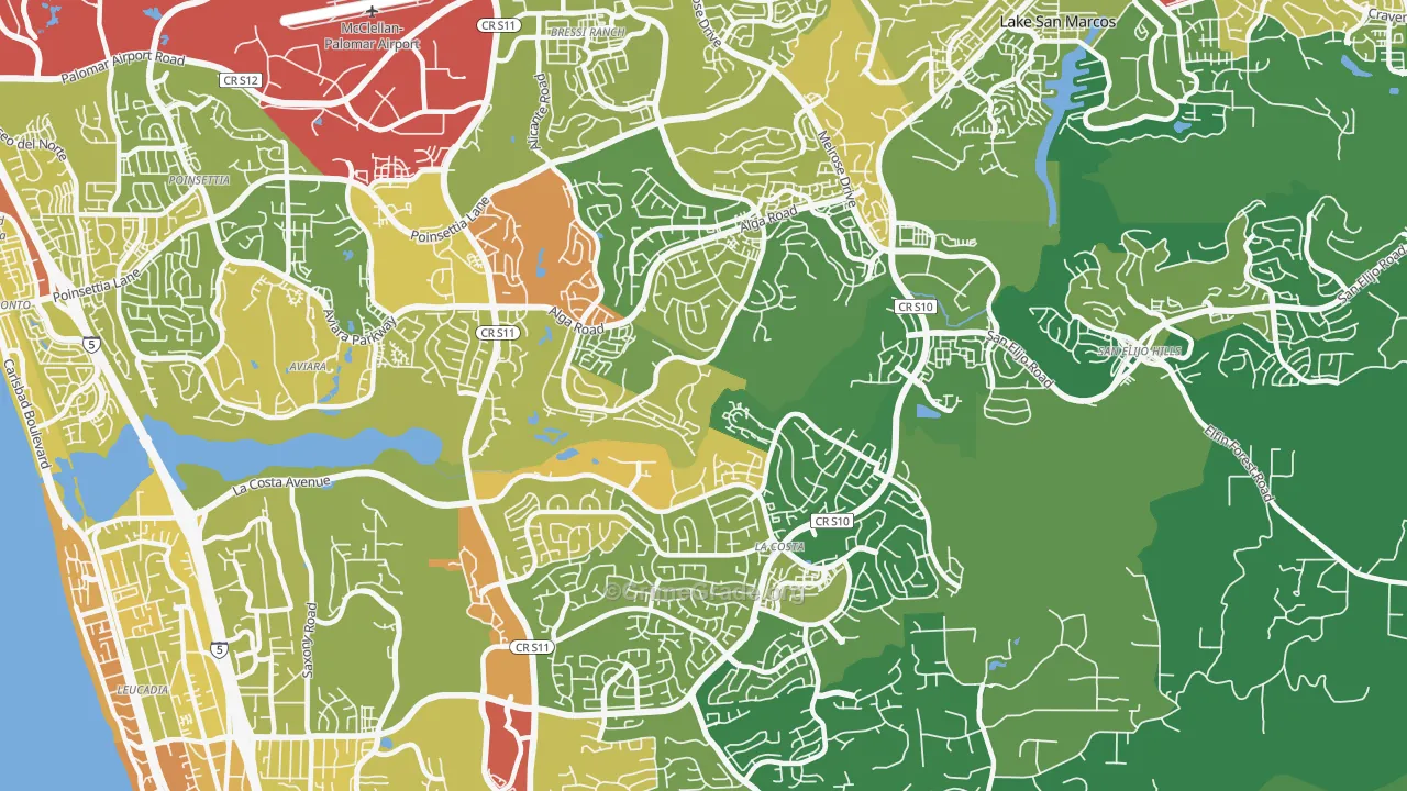 92009, CA Map of Vehicle Theft Rates