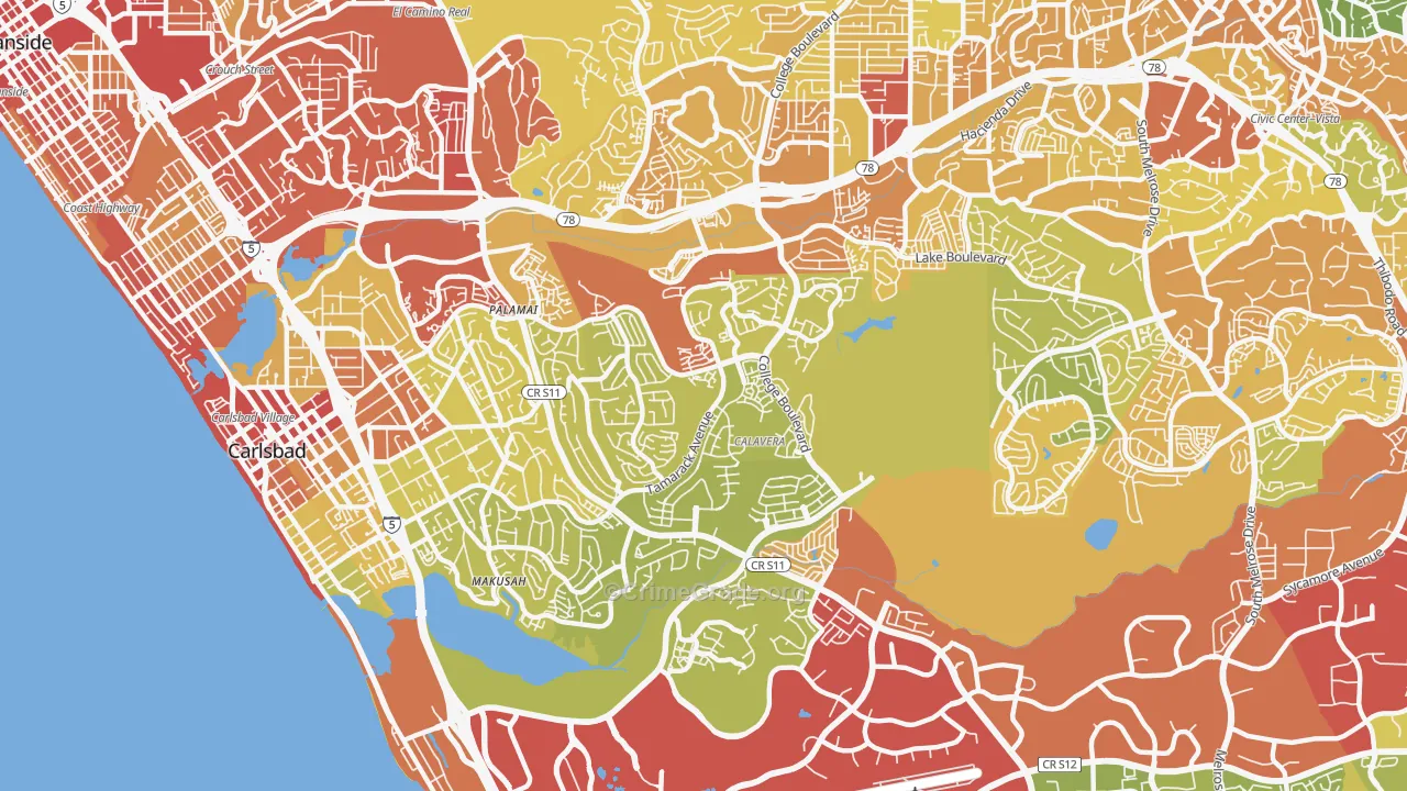 92010, CA Map of Vehicle Theft Rates
