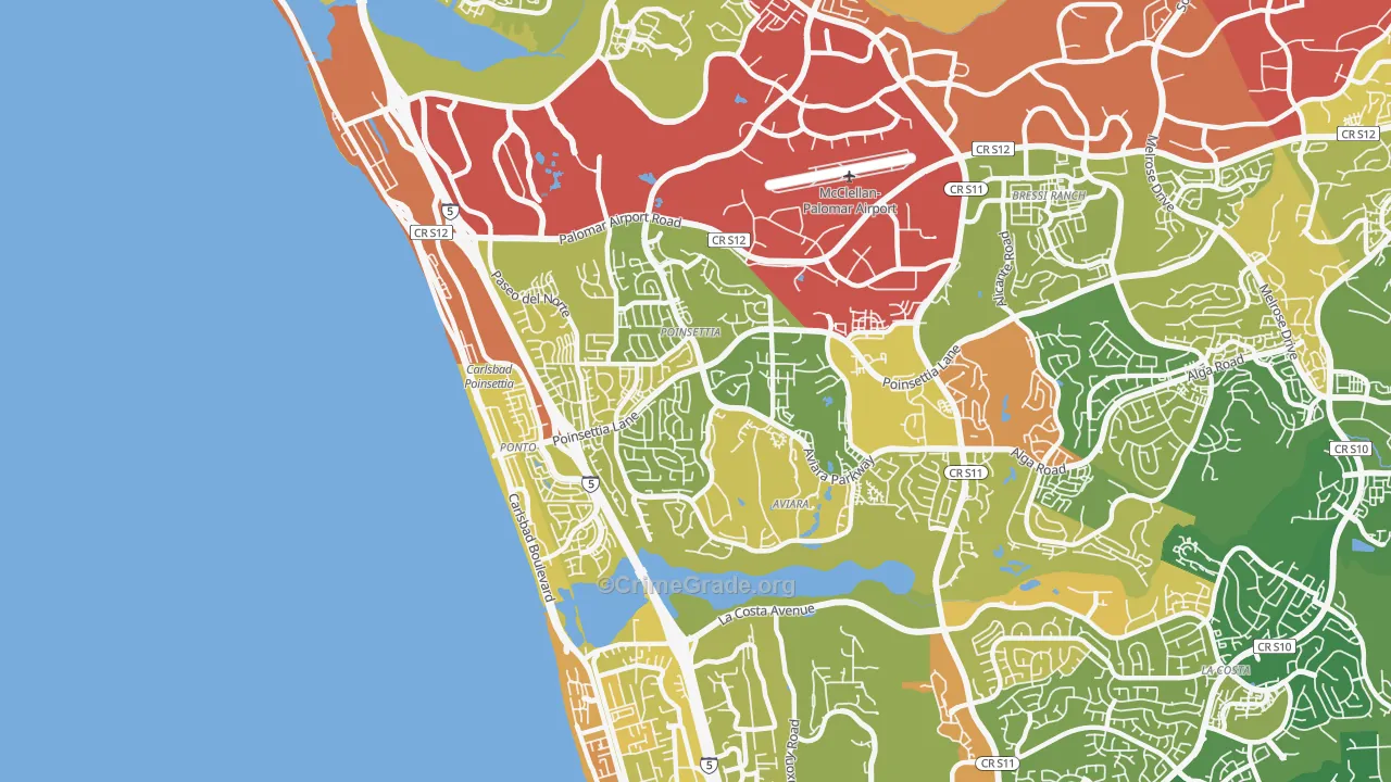 92011, CA Map of Vehicle Theft Rates