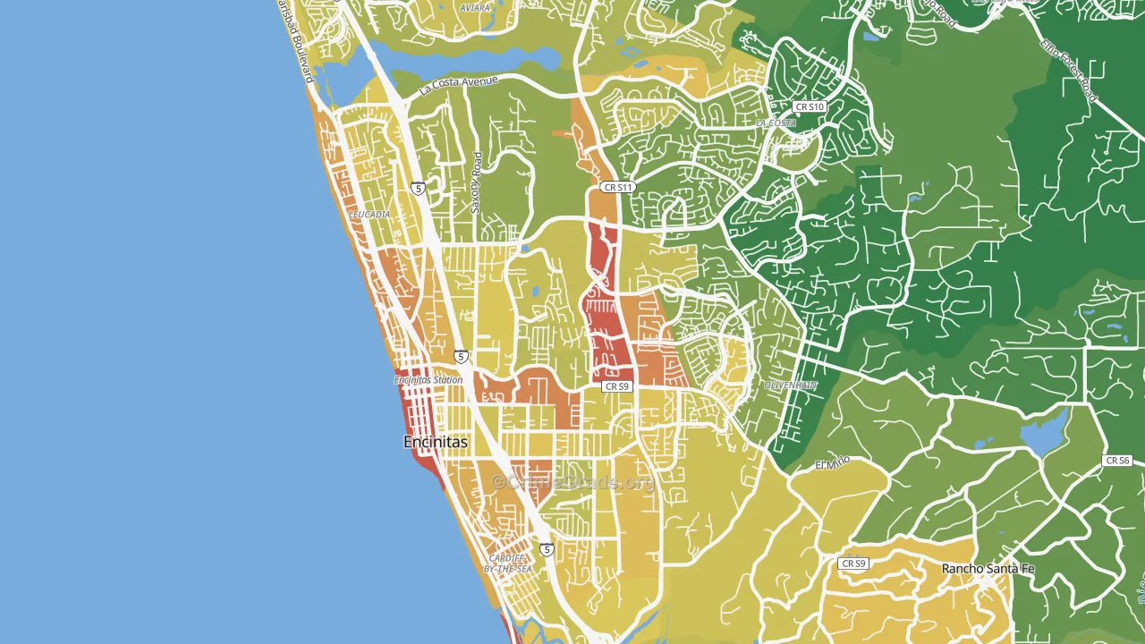 92024, CA Map of Vehicle Theft Rates