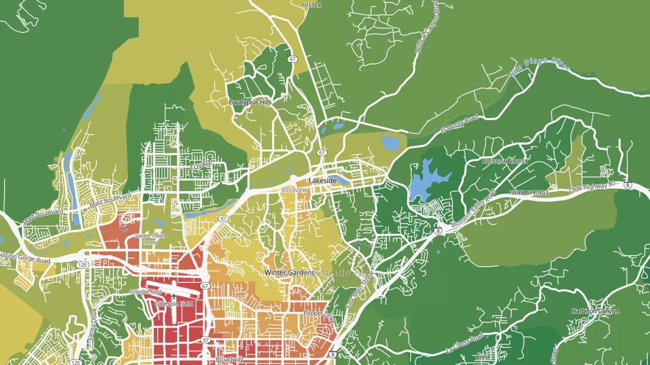 92040, CA Map of Vehicle Theft Rates
