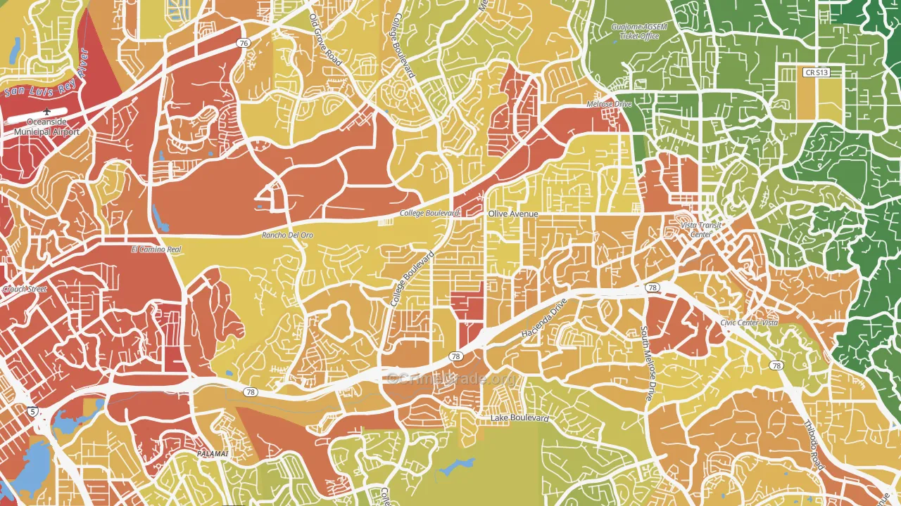 92056, CA Map of Vehicle Theft Rates