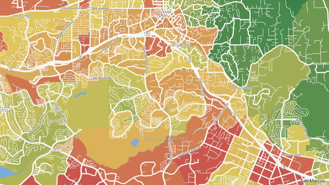 92081, CA Map of Vehicle Theft Rates