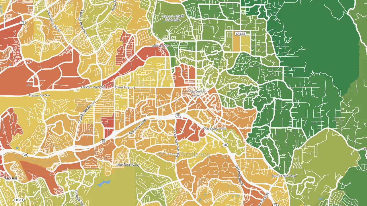 92083, CA Map of Vehicle Theft Rates