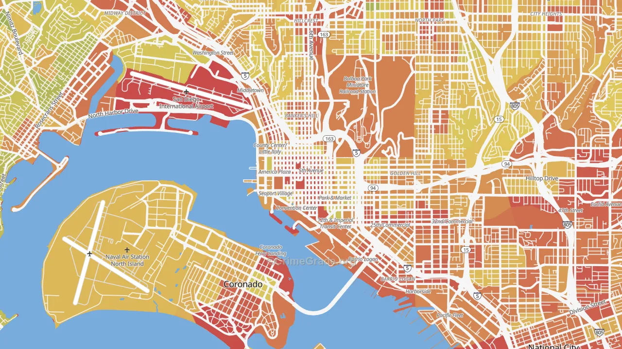 92101, CA Map of Vehicle Theft Rates