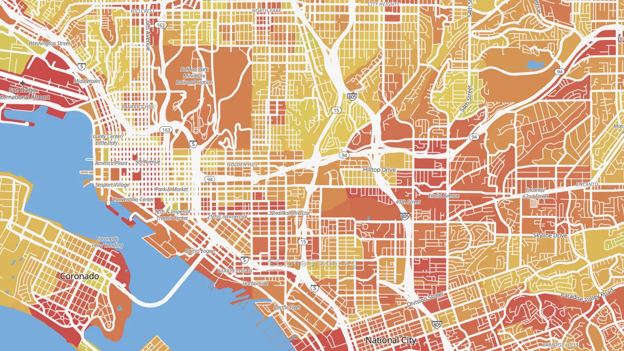 92102, CA Map of Vehicle Theft Rates