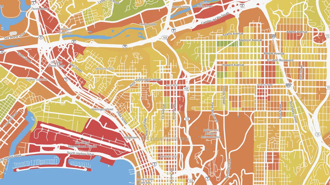92103, CA Map of Vehicle Theft Rates