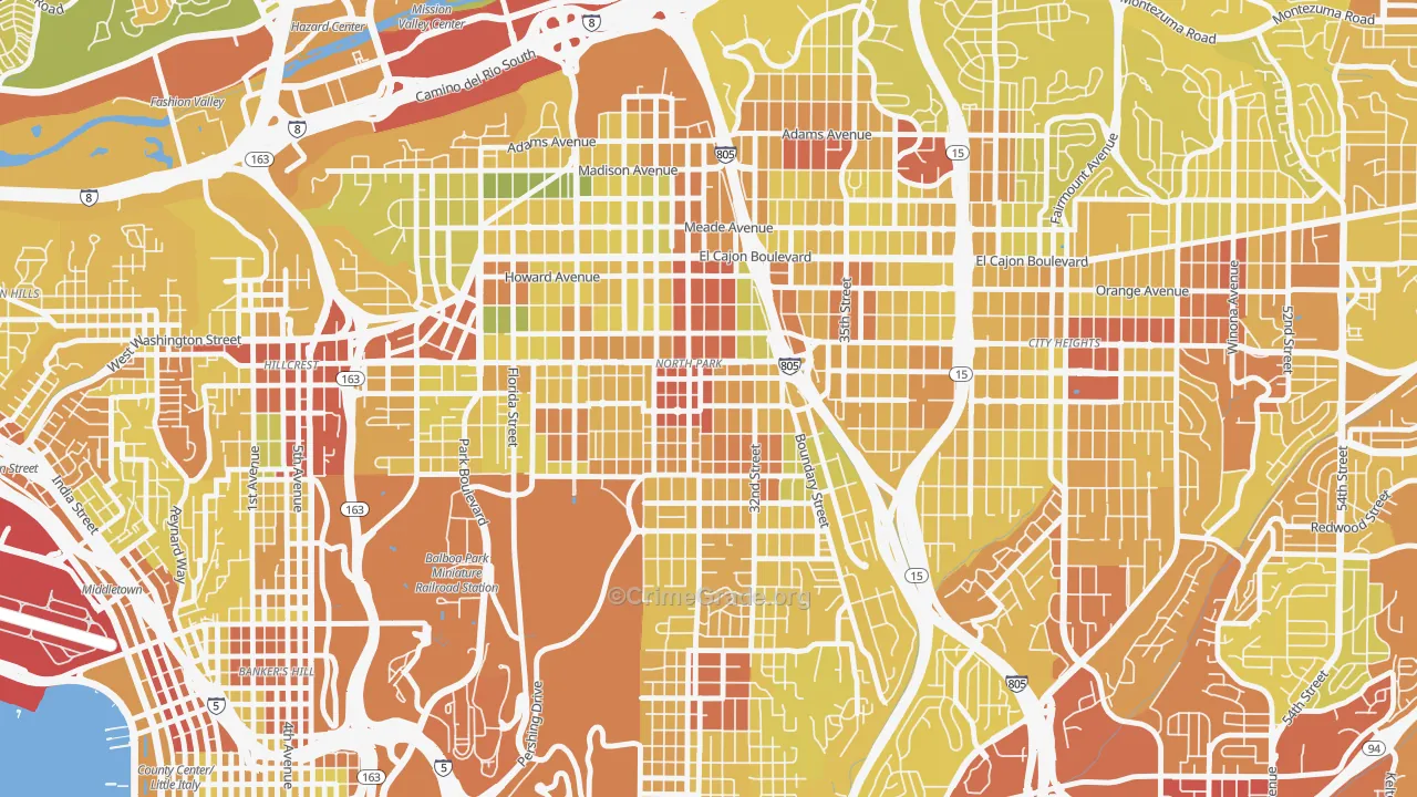 92104, CA Map of Vehicle Theft Rates