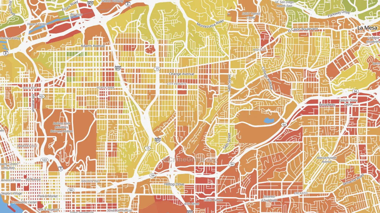 92105, CA Map of Vehicle Theft Rates