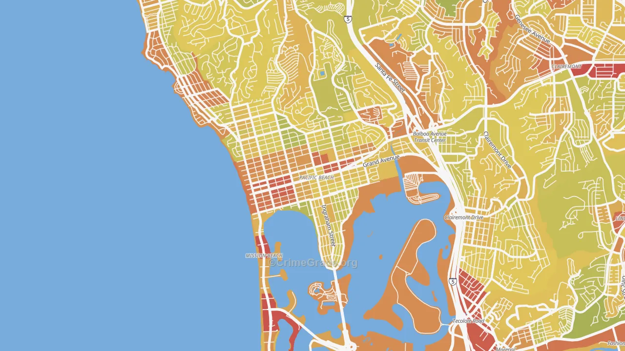 92109, CA Map of Vehicle Theft Rates