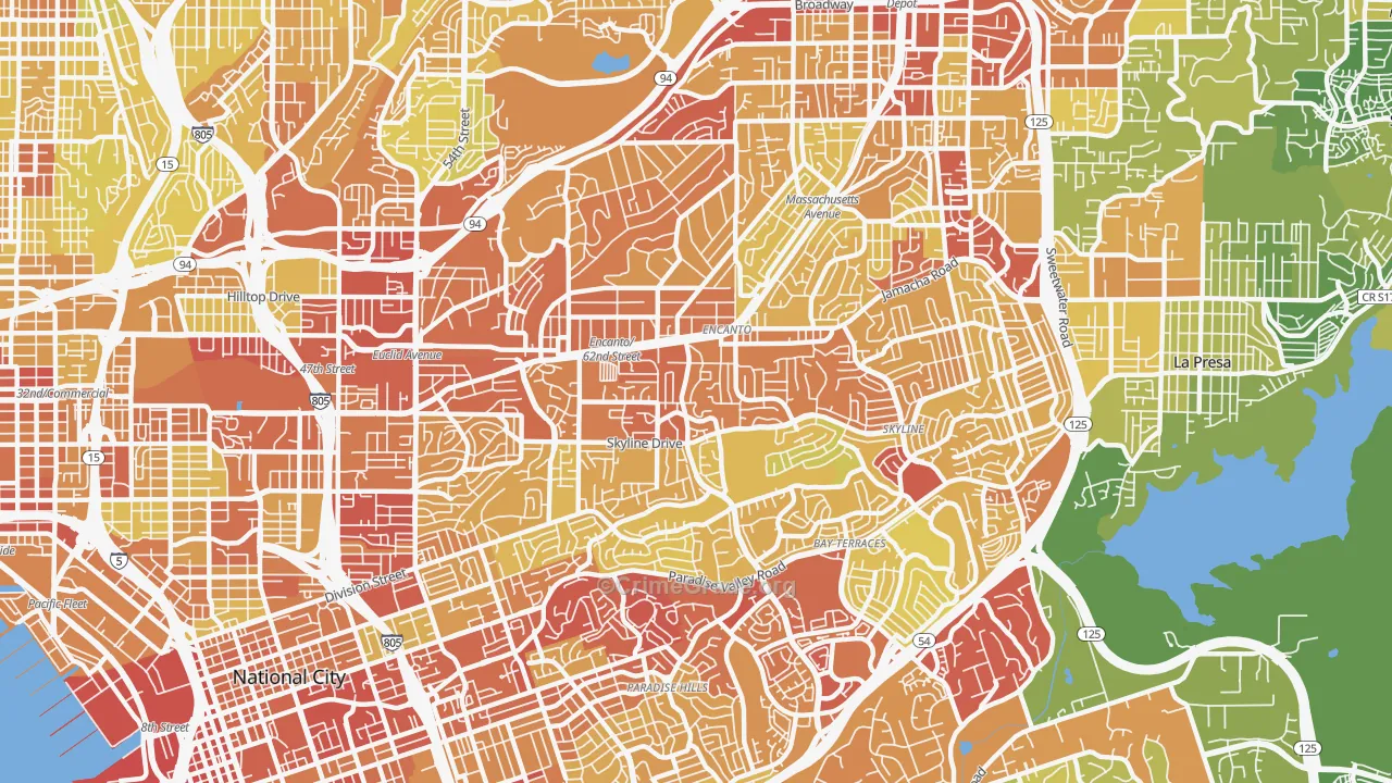 92114, CA Map of Vehicle Theft Rates