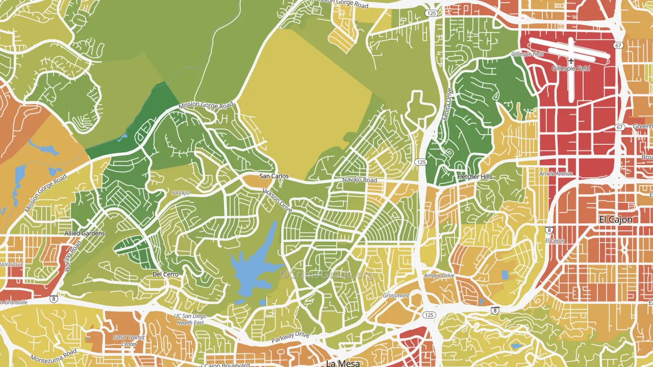 92119, CA Map of Vehicle Theft Rates