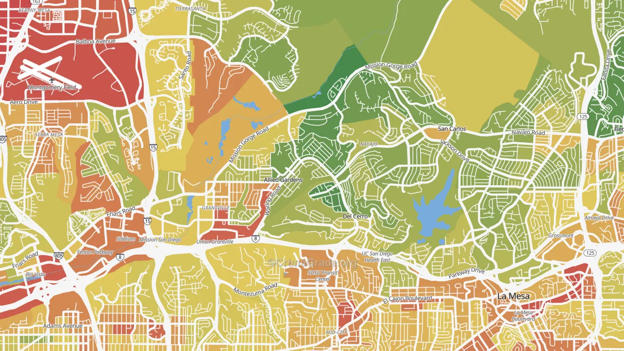 92120, CA Map of Vehicle Theft Rates