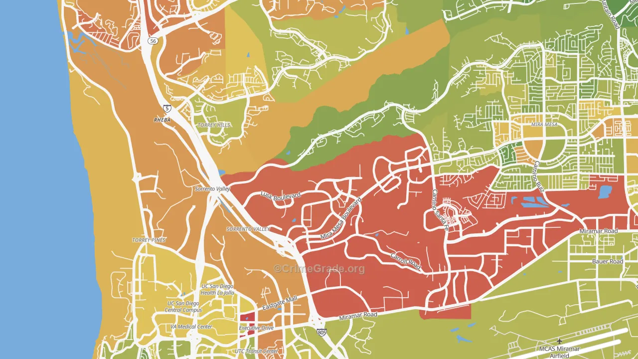 92121, CA Map of Vehicle Theft Rates