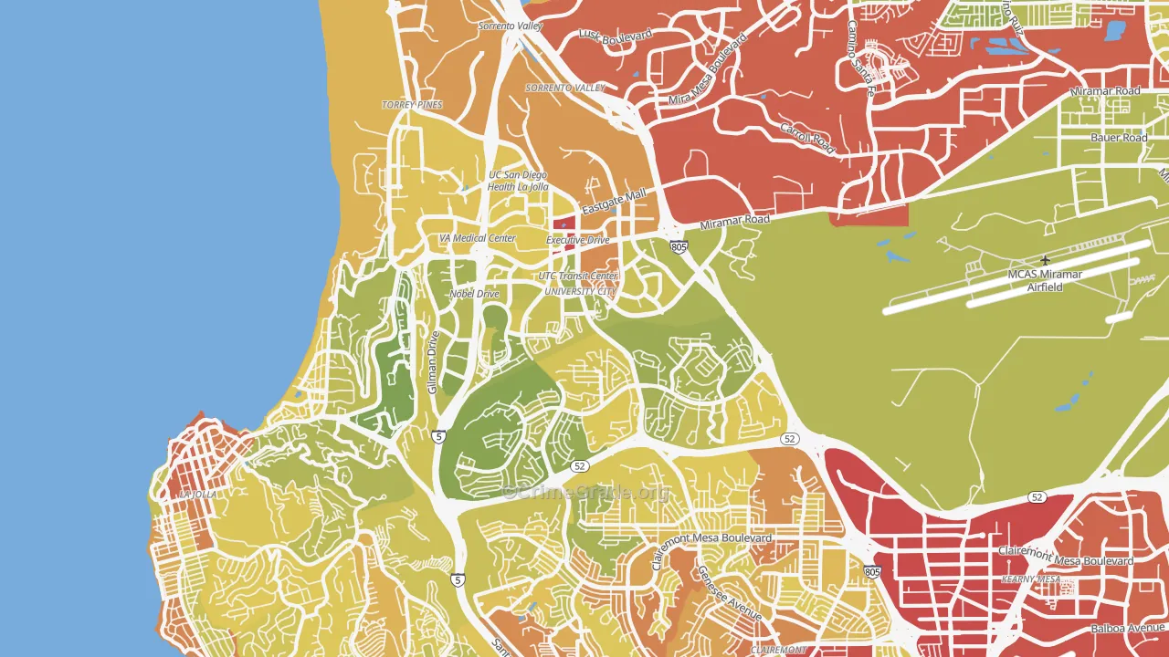 92122, CA Map of Vehicle Theft Rates
