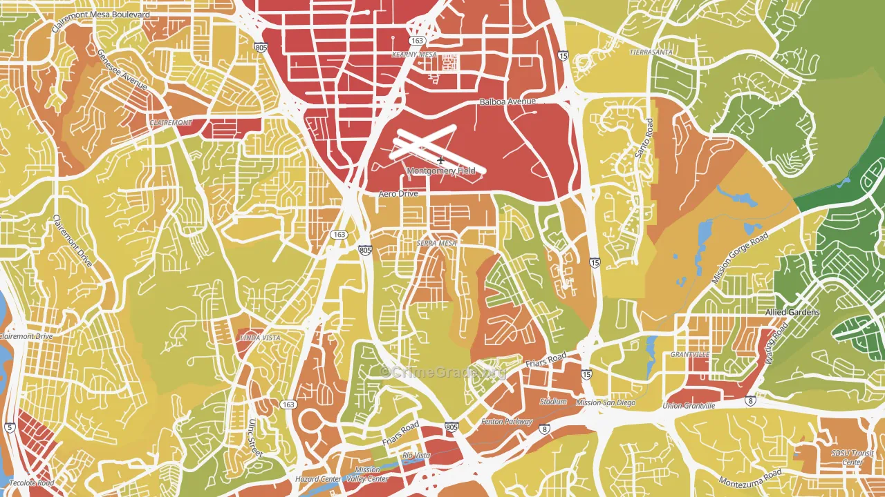 92123, CA Map of Vehicle Theft Rates