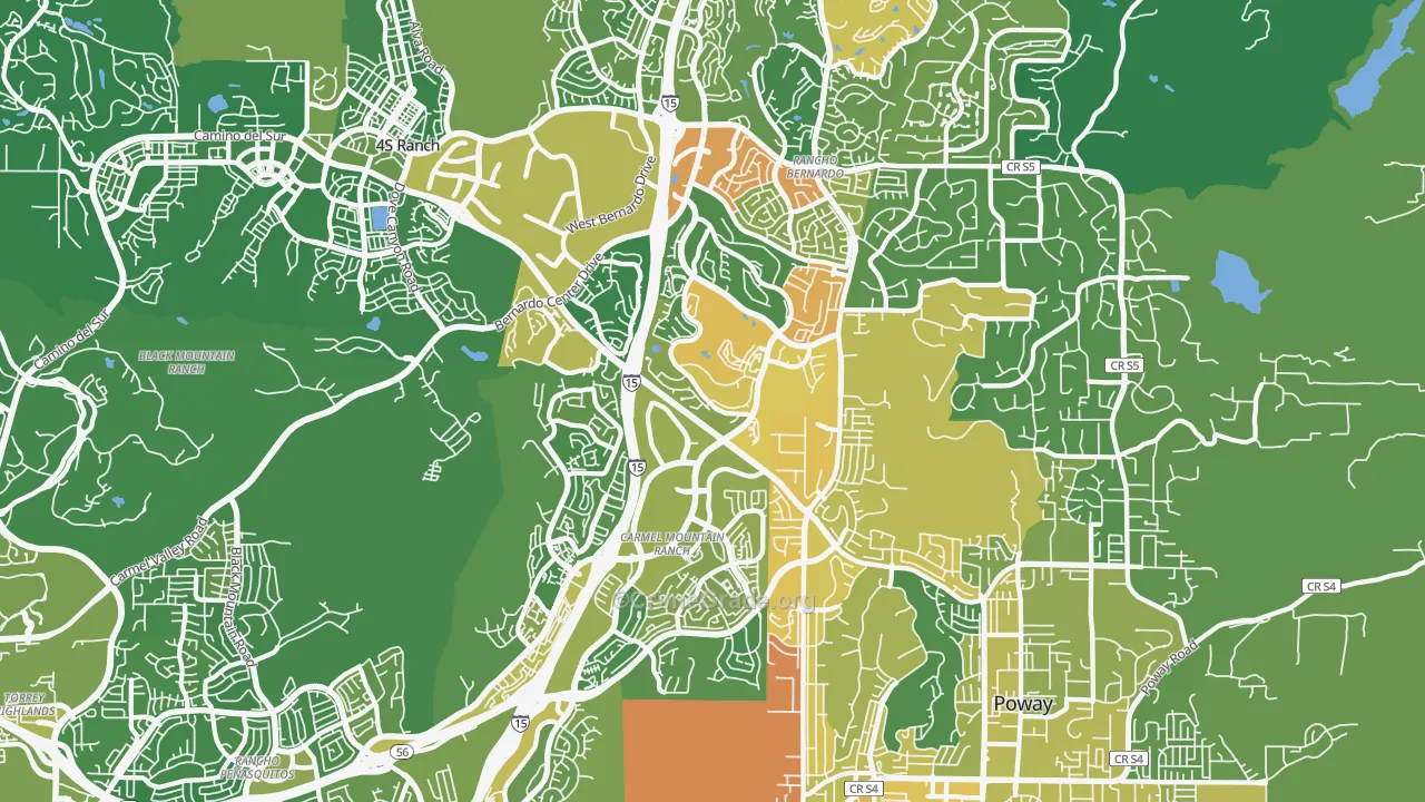 92128, CA Map of Vehicle Theft Rates