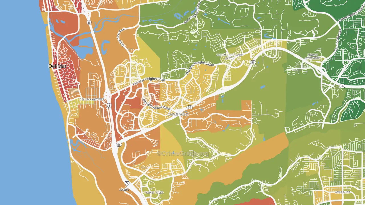 92130, CA Map of Vehicle Theft Rates