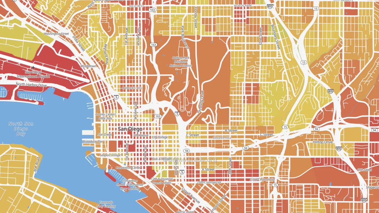 92134, CA Map of Vehicle Theft Rates
