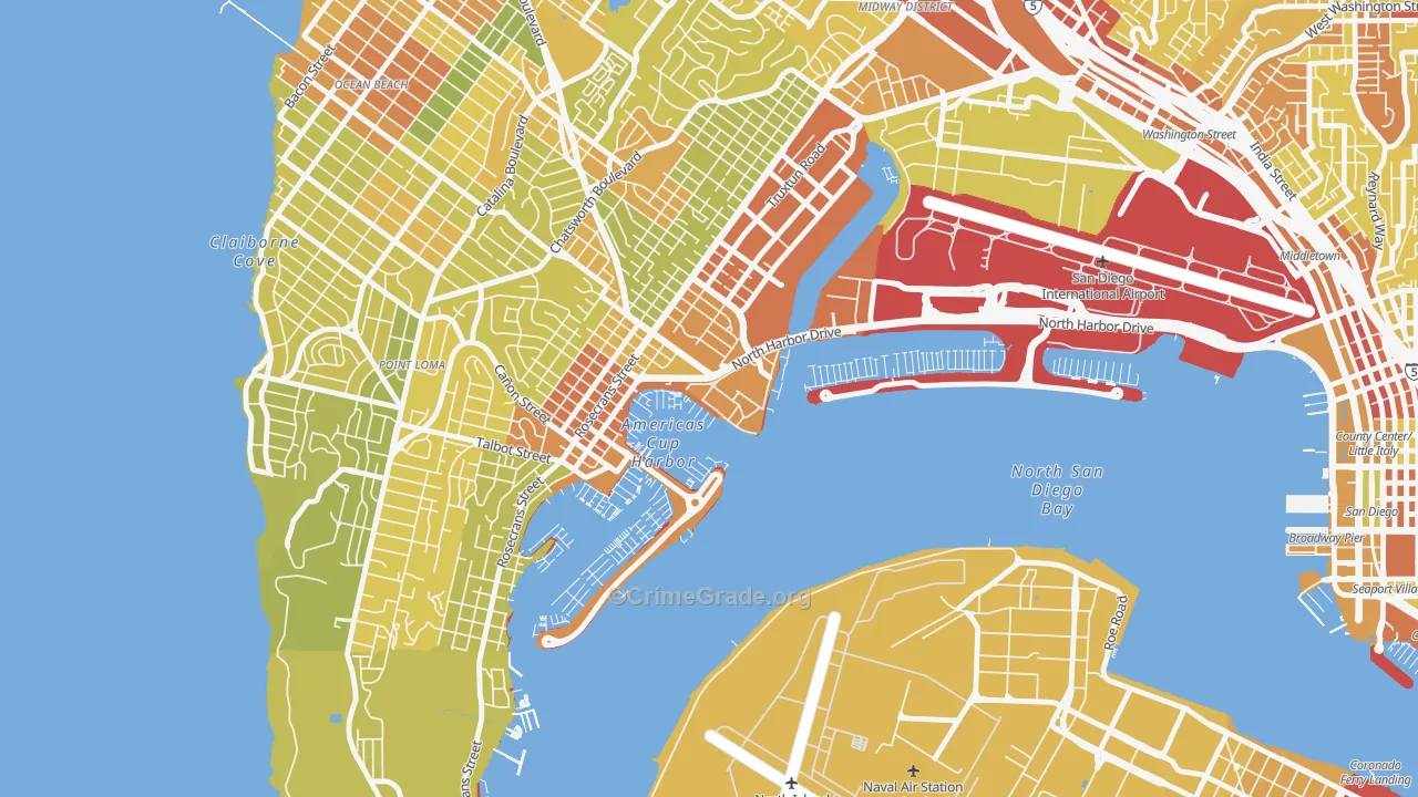 92147, CA Map of Vehicle Theft Rates